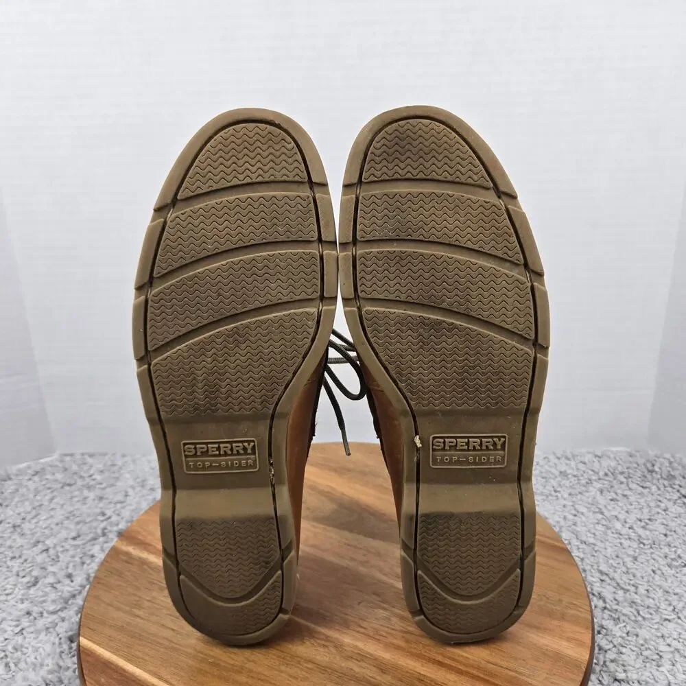 Sperry Top Sider Mens 11.5M Leeward 2-Eye Brown Leather Daily Casual Boat Shoe
